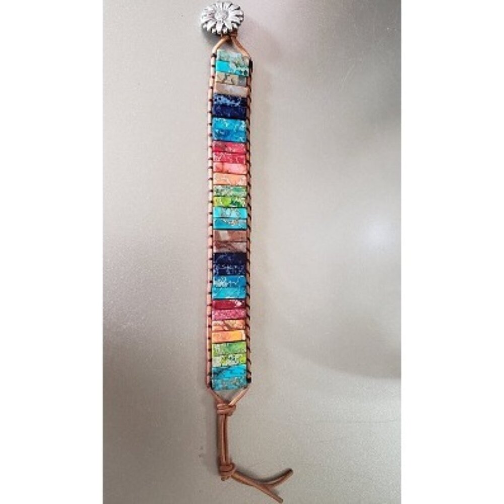 New 7 Chakra Bracelets for Women with Real Stones Leather Wrap Healing Bead